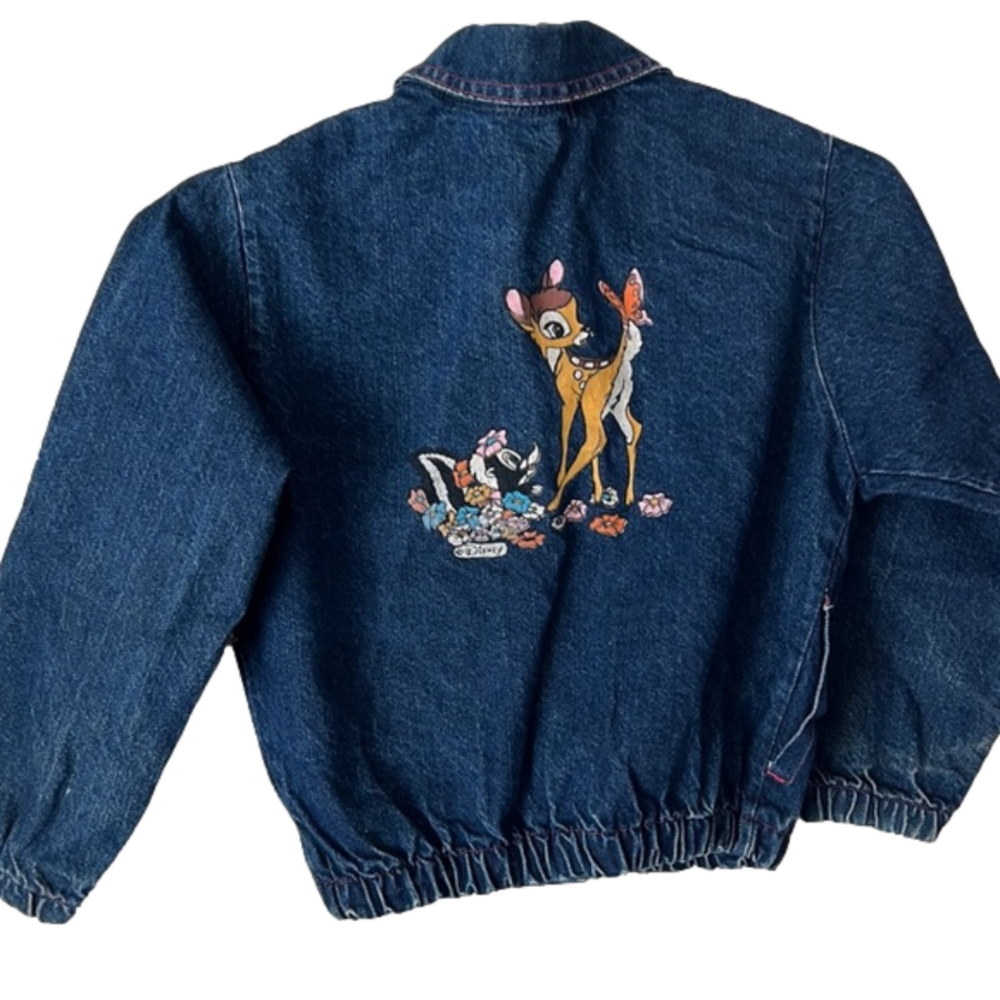 Disney Heart Warmers Girls Bambi Rare VINTAGE Blue Jean Jacket w/ Pink Snaps